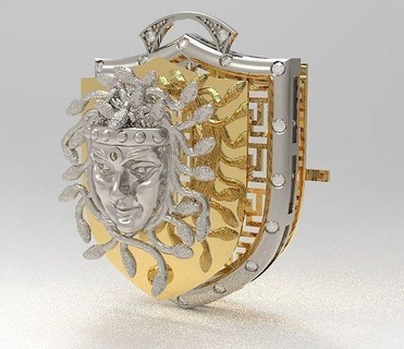 medusa homens pingente diamante ouro joalheria jóia anel brincos pulseira colar luxo Projeto imprimível serpente pedra preciosa pingentes 3d print model - Mito3D