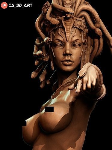 medusa nsfw 3d stampa donna sexy mostro serpente calcolo sexywoman mitologia ctonico arte sculture 3D print model - Mito3D