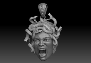 medusa pendente zbrush cnc stampabile gioielleria greco mitologia antico Grecia ciondoli arte Dio dea divinità scultura testa viso sculture 3d print model - Mito3D