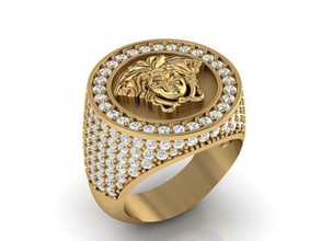 medusa ring jewelry versace gold matrix rhino print rings 3d print model - Mito3D