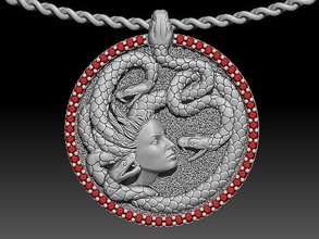 medusa sculpture pendant jewelry gold necklace art statue printable silver fashion platinum sterling beauty wedding animal pendants lion figure 3d print model - Mito3D