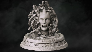 medusa v2 grego mitologia deus deusa pingente escultura fracasso cabeça cara arte esculturas estátua impressão imprimível impressora esculpir serpente plataforma 3d print model - Mito3D