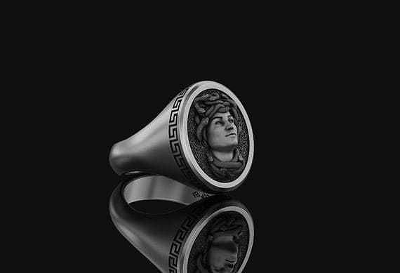 medusa versace anel joalheria argolas jóia prata ouro 3D print model - Mito3D