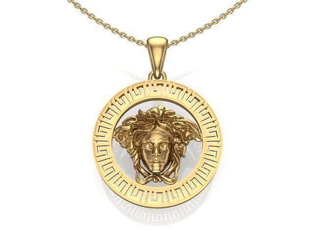 méduse Versace pendentif or bijoux mode grec argent imprimable pendentifs 3D print model - Mito3D
