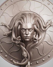méduse bouclier tête versace gorgone pendentif collier humain femme logo logotype creux solide nurbs bijoux masculin femelle art sculptures 3d print model - Mito3D