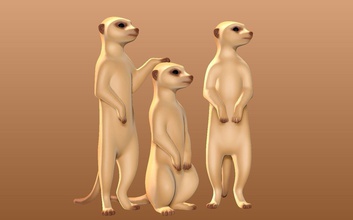 3 meerkats set animal figure nature sculpture africa meerkat mongoose statue safari zoo art sculptures 3d print model - Mito3D
