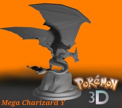 mega charizard y 3d stampabile modello illustrazione viaggio silhouette all'aperto ombroso giochi giocattoli 3d print model - Mito3D