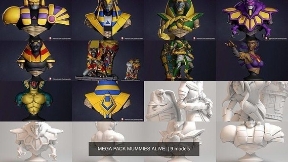 mega pack mummies alive 3dprintable geek animatedseries pharaoh readytoprint toys games egyptian 90s 3d print model - Mito3D