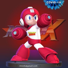 megaman vs covid - 19 rockman corona covid19 robot <url> çizgi film anime heykel şekil çocuk sevimli fütüristik gelecek sanat heykeller 3d print model - Mito3D