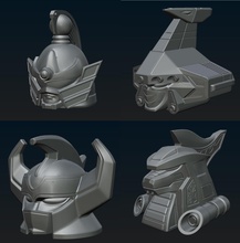 megazord conjunto of 4 3d capacetes powerrangers powerranger ninjazord trovão dragonzord sentai supersentai 3dhelmet arte 3d print model - Mito3D