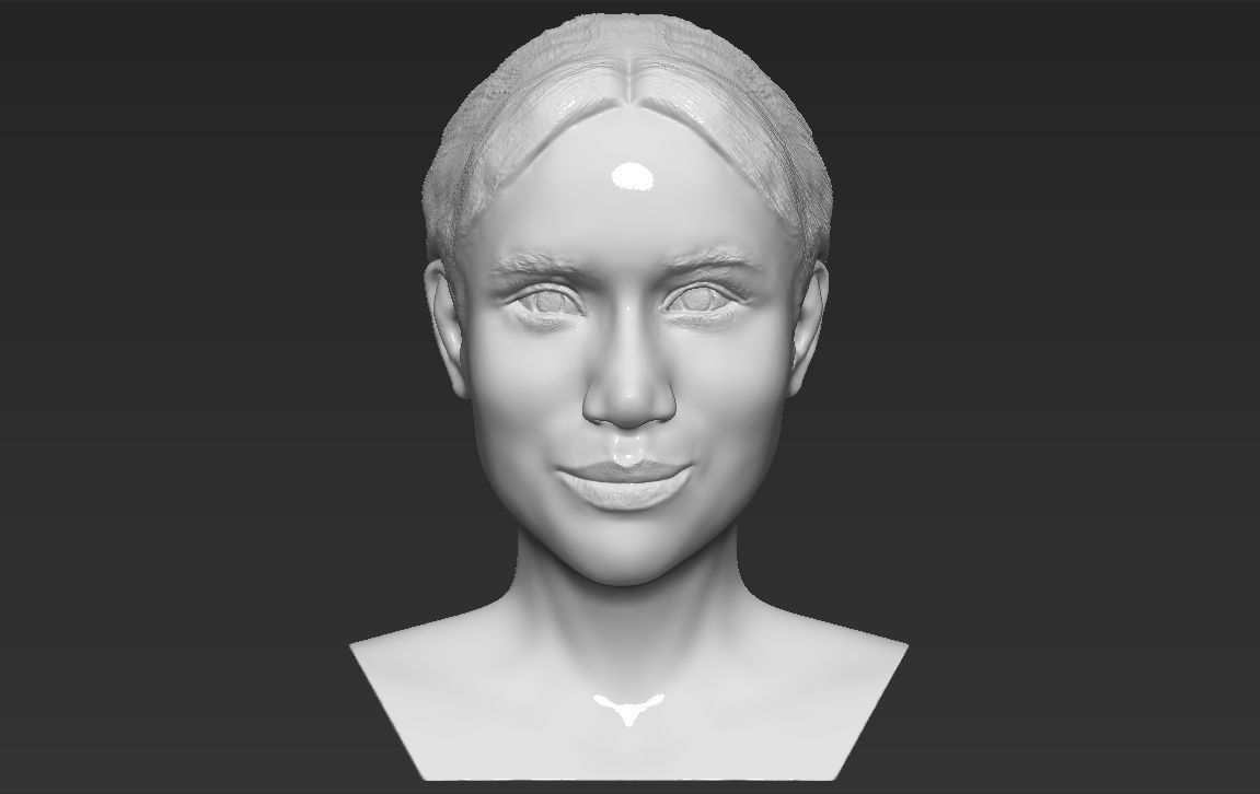 meghan marcèle buste 3d impression prêt stl obj formats prince harry philippe william reine elizabeth kate middleton buckingham palais uni royaume princesse londres angleterre brexi célébrité art sculptures 3D print model - Mito3D