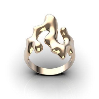 derretir anillo lava hirviendo cera líquido metal derritiendo plata volcánico magma oro perla gemas difícil joyería joya Moda estilo anillos 3d print model - Mito3D