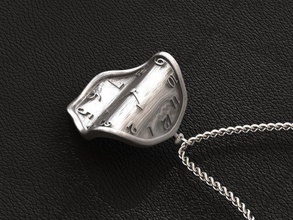 melted clock pendant jewelry gold silver printable jewel jewellery sterling men women female platinum necklace melt scifi chain art cad white pendants 3d print model - Mito3D