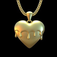 melted heart jewelry pendant necklace gold love precious silver printable chain jewel brilliant shining gem resin brillant girlfriend boyfriend forever necklaces 3d print model - Mito3D