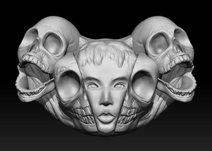 memento mori pendant nature animal 3dmodel 3dprinting jewelry jewellery ring face head horror human skull art fear printable spooky pendants 3d print model - Mito3D