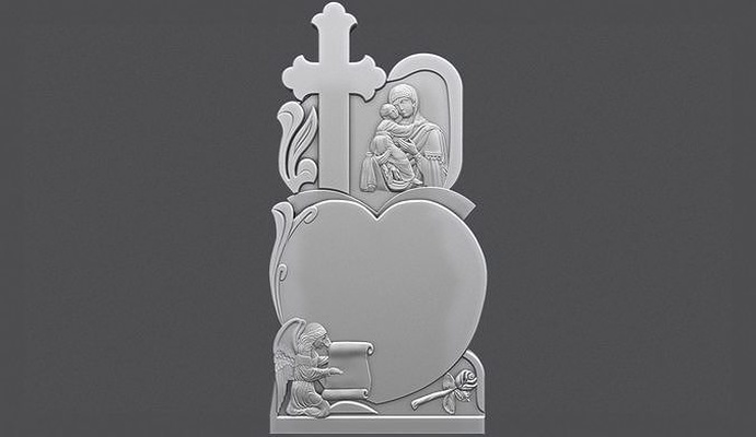 memorial tombstone angel cnc monument tomb grave gravestone graveyard carve marble cross headstone christian religiou bulgarian engraving art signs logos 3d print model - Mito3D