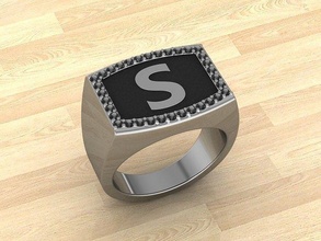 men alphabet jewelry ring s rings jewellery fashion silver gold accessories love handmade diamonds diamond style jewelrydesigner jewelrydesign gemstones letters letter 3d print model - Mito3D