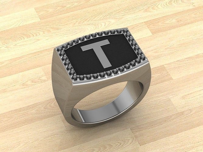 men alphabet jewelry ring rings jewellery fashion silver gold accessories love handmade diamonds diamond style jewelrydesigner jewelrydesign gemstones letters letter 3D print model - Mito3D