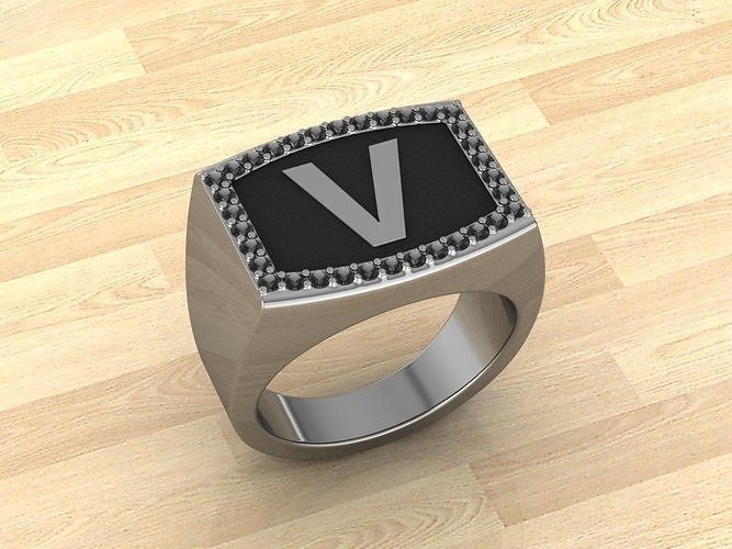 men alphabet jewelry ring rings jewellery fashion silver gold accessories love handmade diamonds diamond style jewelrydesigner jewelrydesign gemstones letters letter 3D print model - Mito3D