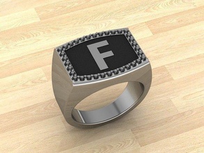 men alphabet jewelry ring f rings jewellery fashion silver gold accessories love handmade diamonds diamond style jewelrydesigner jewelrydesign gemstones letters letter 3d print model - Mito3D