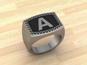 men alphabet jewelry ring a rings jewellery fashion silver gold accessories love handmade diamonds diamond style jewelrydesigner jewelrydesign gemstones letters letter 3d print model - Mito3D