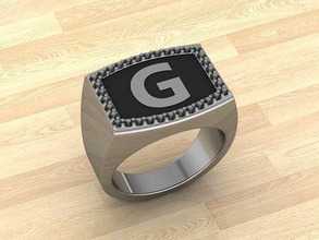 men alphabet jewelry ring g rings jewellery fashion silver gold accessories love handmade diamonds diamond style jewelrydesigner jewelrydesign gemstones letters letter 3d print model - Mito3D