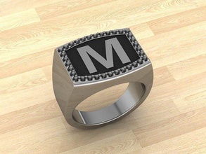 men alphabet jewelry ring rings jewellery fashion silver gold accessories love handmade diamonds diamond style jewelrydesigner jewelrydesign gemstones letters letter 3d print model - Mito3D