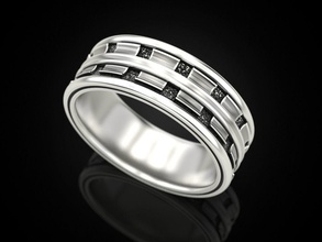 Hommes bande bague 6 bijoux impression Imprimé 3D imprimable anneaux conception bijou d'or mode or prototypage argent mariage motard noircissement texture 3d print model - Mito3D