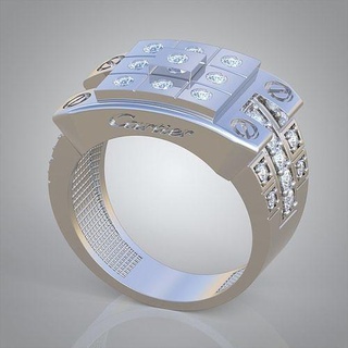 Männer Diamant Ring 0387 3d druckbar model13 Schmuck Juwel Anhänger Luxus Ringe Ohrring Ohrringe Armband Halskette Hochzeit Gold Platin Silber Armreifen 3d print model - Mito3D