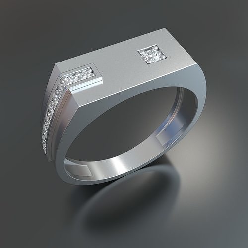 hombres diamante cuadrado anillo 3dm anillos oro joyería joya imprimible plata Boda compromiso brillante diseño real royaldesign2018 blanco 3dmmodel 3D print model - Mito3D