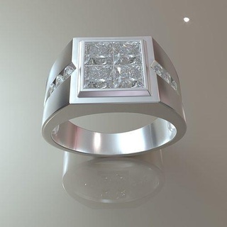 men diamond square ring 3dm rings jewelry gold printable silver jewel wedding engagement gem brilliant royaldesign fashion design 3dmmodel 3d print model - Mito3D