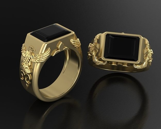 Männer Adler Mode Ring 3dm Schmuck Ringe Gold druckbar Silber Juwel Sterling Schönheit Modelle 3dmmodel königliches Design royaldesign2018 golden 3D print model - Mito3D
