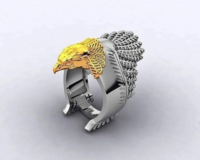 men eagle warp ring jewelry luxury animalring symbol silver printable eaglering jewellery art animal stlfile 3d print sculpt gold usa rings 3d print model - Mito3D