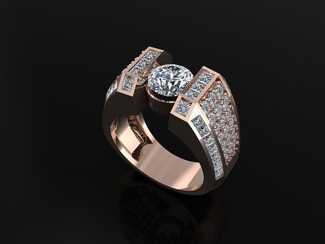Hommes engagement bague diamant gemme bijou bijoux or argent mode engagem beauté anneaux calcul luxe 3D print model - Mito3D