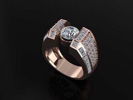 homens noivado anel diamante gema jóia joalheria ouro prata jóias moda engagem beleza argolas pedra luxo 3d print model - Mito3D