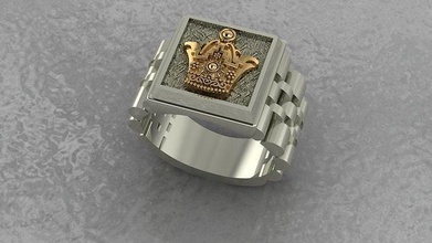 hombres Moda anillo rolex oro joyería joya anillos imprimible lujo belleza diamante plata corona platino suizo reloj pulsera hora muñeca 3d print model - Mito3D