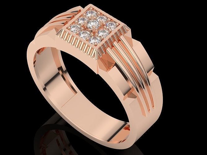 men fashion ring silver gold man engagement wedding jewelry rings diamond printable platinum sterling jewellery gem brilliant 3D print model - Mito3D