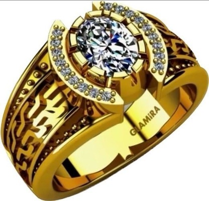 hombres oro anillos 3d impresión modelo lujo brillante joya precioso regalo riqueza diamante anillo luxuri joyería 3dmodel moderno diseño 3d print model - Mito3D