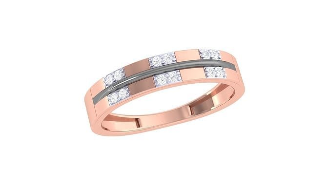 Männer Bräutigam Herren Diamant Band Ring 3dm rendert Detail Schmuck druckbar Juwel Gold Platin Hochzeit wertvoll Luxus Ringe männlich 3D print model - Mito3D