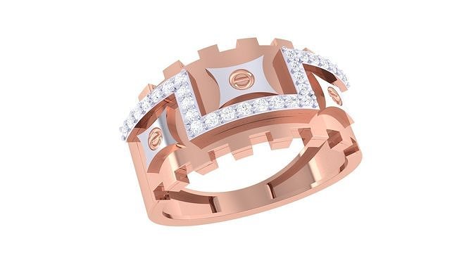 homens noivo senhores diamante anel 3dm renderiza detalhe jóias imprimível gema ouro platina Casamento joalheria precioso luxo argolas masculino banda 3D print model - Mito3D