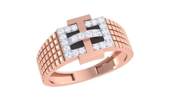 Hommes jeune marié messieurs diamant bague 3dm rend détail bijoux imprimable gemme or platine mariage précieux luxe anneaux Masculin bande 3D print model - Mito3D