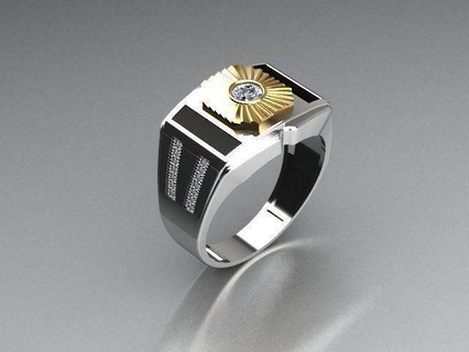 Männer Schmuck Ring Gold druckbar Silber Ringe Diamant Juwel Engagement 3djewelry freejewelry Schmuckring Menring Menjewelry Schmuckmänner 3d print model - Mito3D