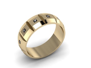 männer schmuck ring 013 gold glasiert chrom leder männlich mode isoliert disjunkt luxus stahl metallisch druckbar sterling silber weiß ringe 3d print model - Mito3D