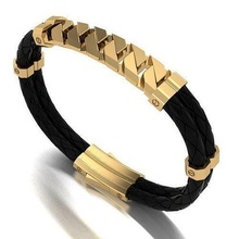erkekler deri bilezik mozaik bracelettesselcaps altın gümüş mücevher takı cazibe bilezikler 3d print model - Mito3D