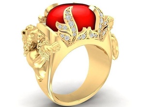 men lion ring 2879 jewelry fashion accessories gold diamond man design animal rings 3d print model - Mito3D