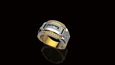 uomini n003 oro anelli gioielleria stampabile argento squillare diamante gioiello nozze gemma 3d print model - Mito3D