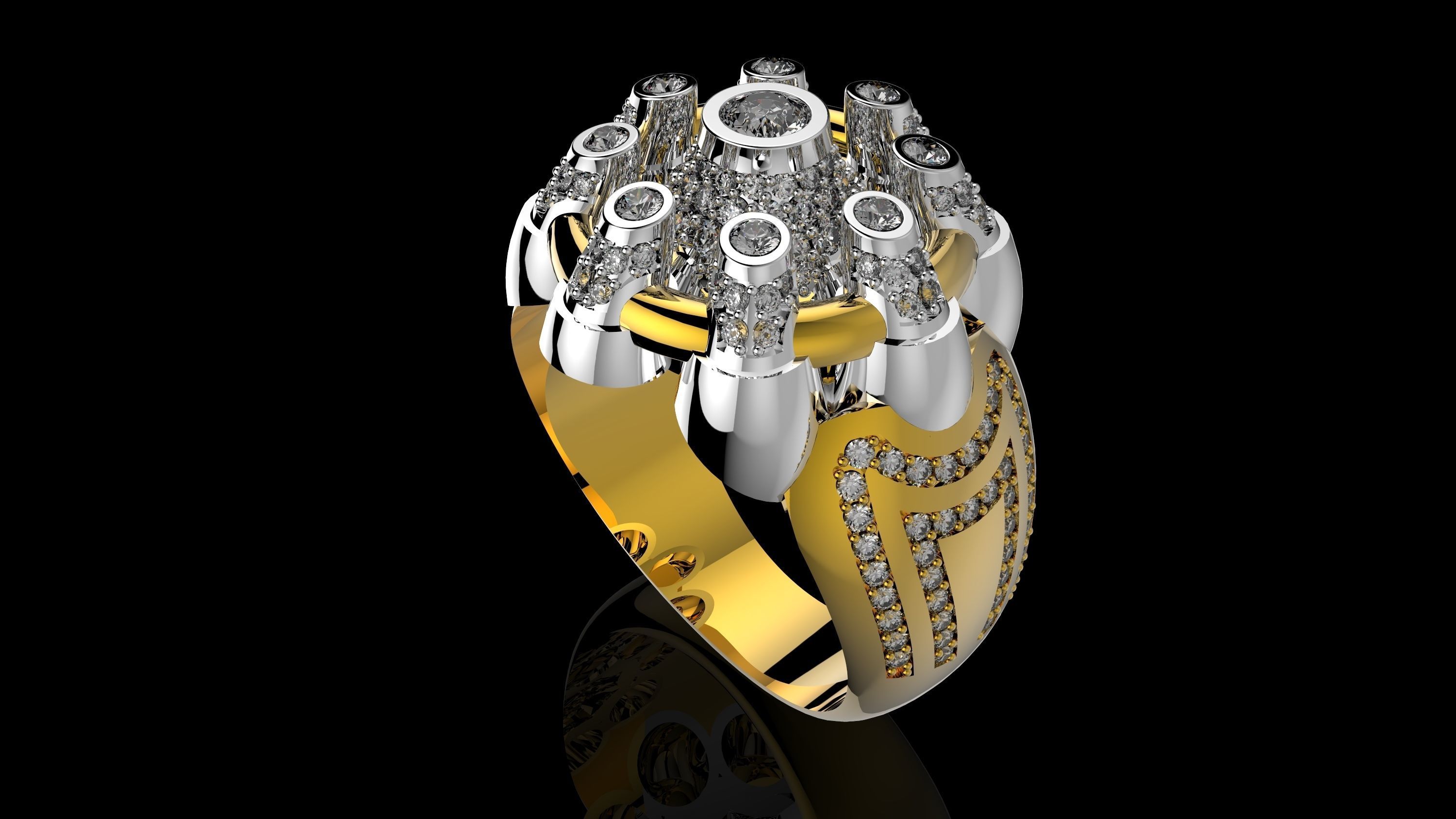 men n500 gold silver ring printable diamond jewel jewellery wedding engagement gem jewelry rings 3D print model - Mito3D