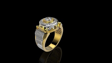 hombres n80 oro joyería joya plata imprimible anillo diamante anillos 3d print model - Mito3D