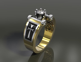 men ring jewelry cross gems gold silver black diamond saphire engagement jesu wedding marriage jewel rings 3d print model - Mito3D