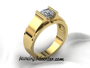homens anel diamante ouro branco jóias joalheria argolas 3d print model - Mito3D